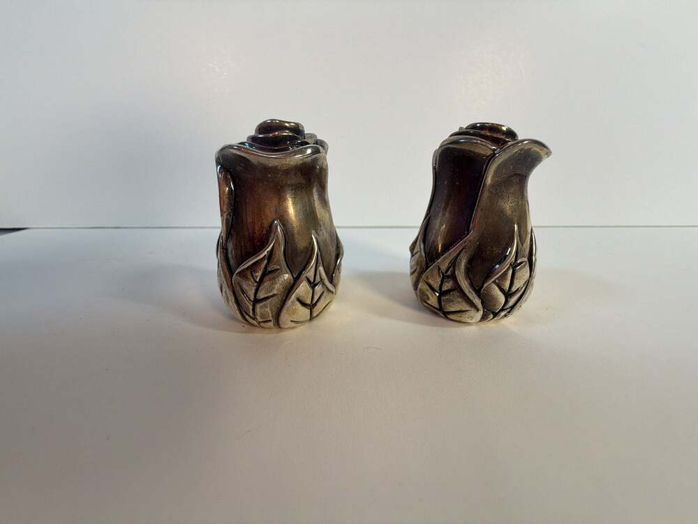 Vintage Royal Ascot Silver‎ Plated Rose Salt and Pepper Shakers